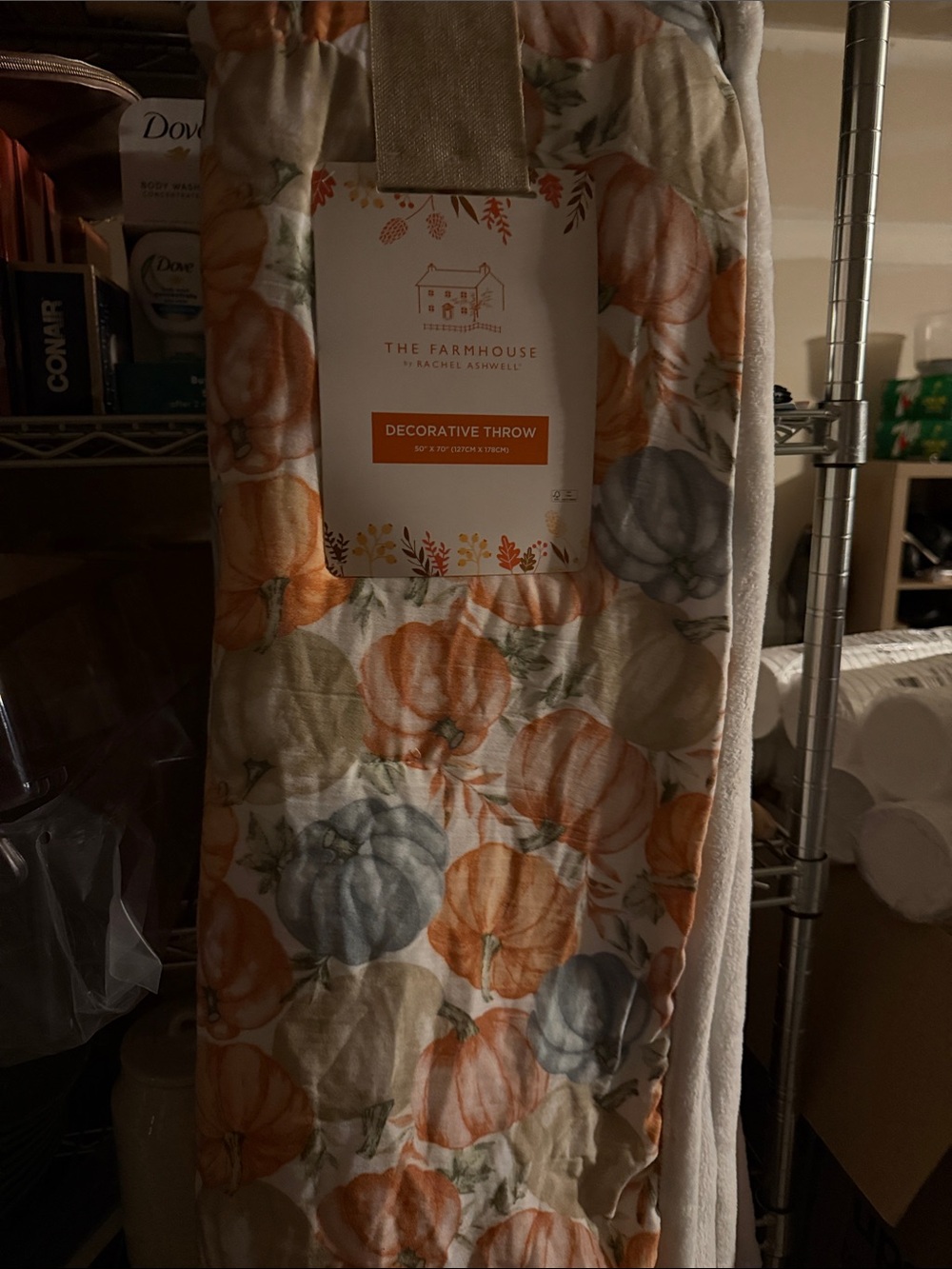 Orange & Gray Pumpkin Decorative Throw
